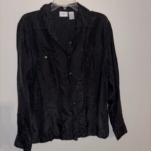 Jaclyn Smith 100% Silk Elegant Black Blouse